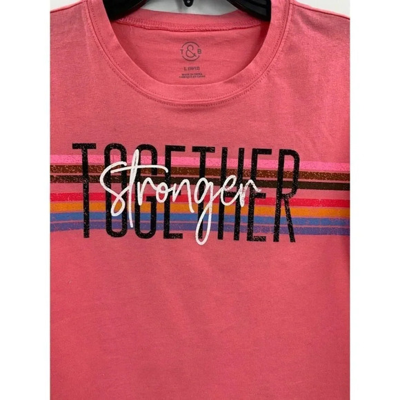 Treasure & Bond Girls Stronger Together Cotton Short Sleeve T-Shirt‎ Size XL NWT - Picture 3 of 11